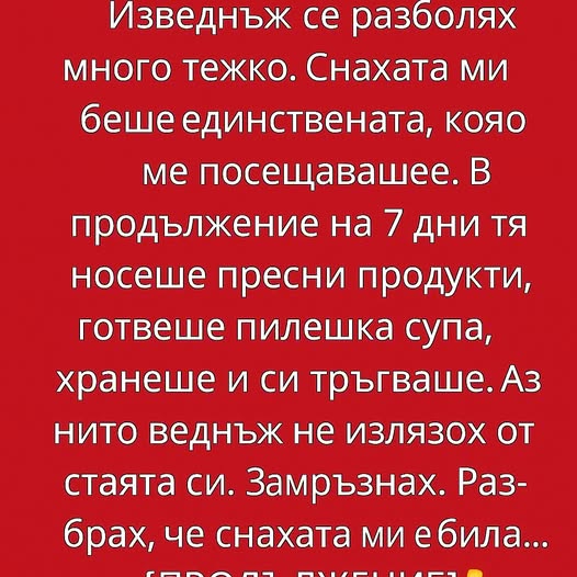 Изведнъж се разболях много тежко. Снахата ми беше единствената, която ме посещаваше. 👇 3 629138506 122183131106593989 5323202216300521513 n