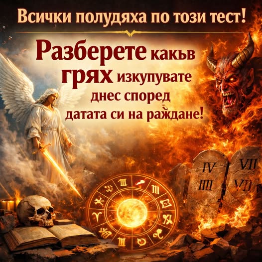 Всички полудяха по този тест! Разберете какъв грях изкупувате днес според датата си на раждане!👇 3 629295350 122182714952593989 5849071691405353932 n