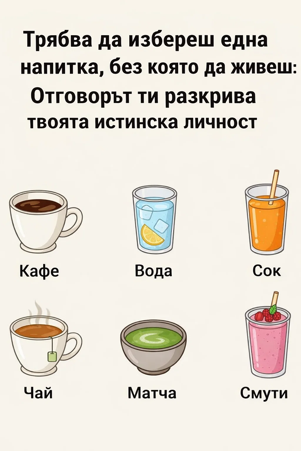 Изберете една напитка, без която бихте могли да живеете — изборът ви разкрива нещо любопитно за характера ви 👇👇 3
