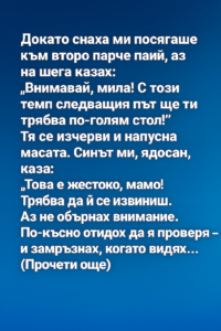 Докато снаха ми посягаше към второ парче пай, аз на шега казах: „Внимавай, мила! С този темп следващия път ще ти трябва по-голям стол!“ 👇 14 2f04225f faf6 4b84 903f e79666c4c539