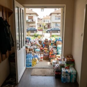 „Пет години подред, в деня на рождения ден на покойния ми съпруг, някой оставяше десетки торби с храна пред вратата ми… Докато една нощ не сложих камера и не видях кой е.“ 60 764719959 1367305172263675 4099514622202463601 n