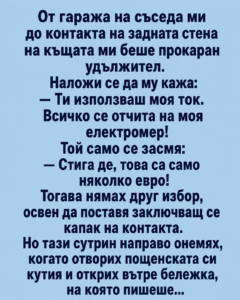 От гаража на съседа ми до контакта на задната стена на къщата ми беше прокаран удължител. Наложи се да му кажа: 8 chatgpt image 11.08.2026 g. 09 46 42