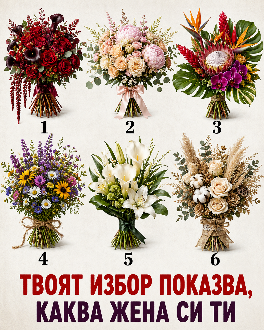 Изберете само един букет! 💐 Доверете се на интуицията си и изберете този, който най-силно ви привлича. 3 chatgpt image 25.08.2026 g. 16 25 48