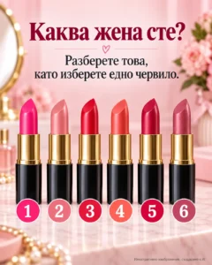 Направете само един избор на червило — и разберете каква жена сте в действителност. 💄 Отговорът може истински да ви изненада! 38 4cd07f6f 3125 4333 a655 63eee3fe