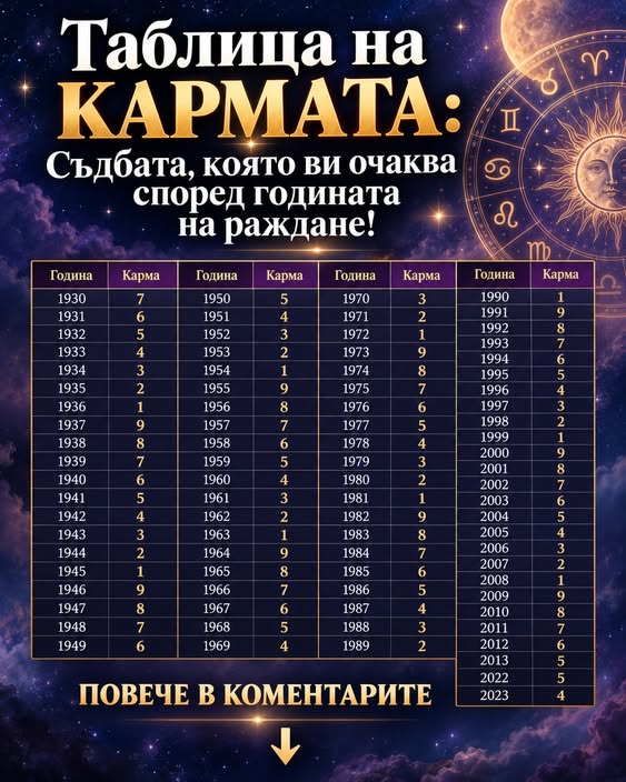 Таблица на кармата: Съдбата, която ви очаква според годината на раждане! ПОВЕЧЕ В КОМЕНТАРИТЕ 👇 3 825267907 1717871867008868 8052989624394586101 n