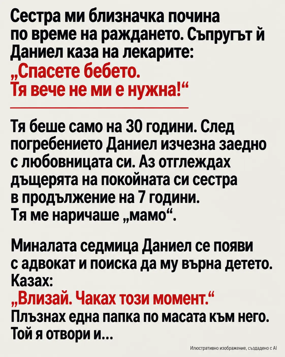 Сестра ми близначка почина по време на раждането. Съпругът ѝ Даниел каза на лекарите: „Спасете бебето. Тя вече не ми е нужна!“ 3 c5d4f9dc cedf 4722 955d 71e0fd2f